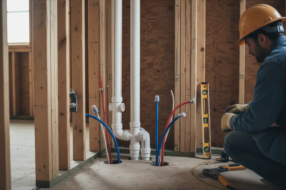 Drain and supply rough-in during Leak Detection in Eagle Bay